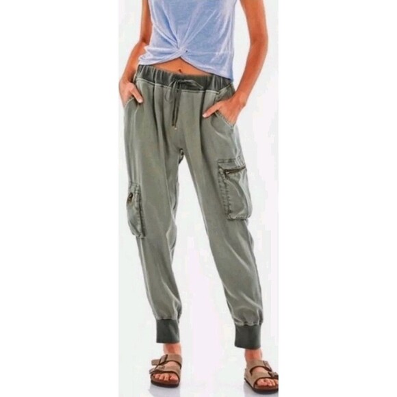Young Fabulous & Broke Pants‎ Womens Large Gray Cargo Jupiter Jogger YFB Casual - Picture 1 of 11